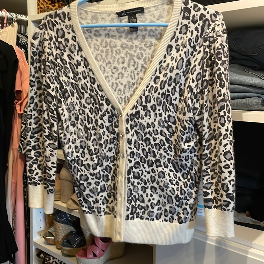 INC leopard cardigan size M
